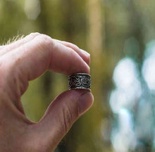 Load image into Gallery viewer, Sterling Silver Viking Wolf Ornament Ring | Handmade Norse Jewelry