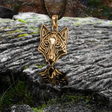 Load image into Gallery viewer, Viking Wolf Pendant in Bronze | Handmade One-Sided Jewelry