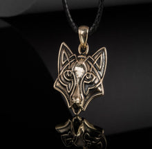 Load image into Gallery viewer, Viking Wolf Pendant in Bronze | Handmade One-Sided Jewelry