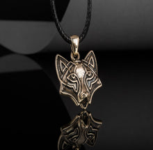 Load image into Gallery viewer, Viking Wolf Pendant in Bronze | Handmade One-Sided Jewelry