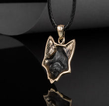 Load image into Gallery viewer, Viking Wolf Pendant in Bronze | Handmade One-Sided Jewelry