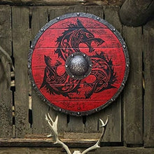Load image into Gallery viewer, Wooden Warrior of Fenrir Viking Shield 24"