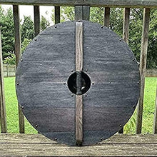 Load image into Gallery viewer, Wooden Warrior of Fenrir Viking Shield 24"