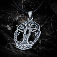 Load image into Gallery viewer, Handmade Yggdrasil & Mjolnir Viking Pendant | Sterling Silver