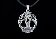 Load image into Gallery viewer, Handmade Yggdrasil & Mjolnir Viking Pendant | Sterling Silver