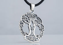 Load image into Gallery viewer, Handmade Yggdrasil & Mjolnir Viking Pendant | Sterling Silver