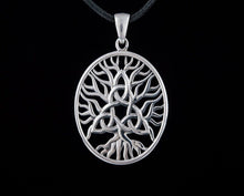 Load image into Gallery viewer, Sterling Silver Yggdrasil Viking Pendant | Triquetra Symbol