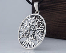 Load image into Gallery viewer, Sterling Silver Yggdrasil Viking Pendant | Triquetra Symbol