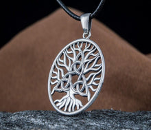 Load image into Gallery viewer, Sterling Silver Yggdrasil Viking Pendant | Triquetra Symbol