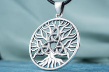 Load image into Gallery viewer, Sterling Silver Yggdrasil Viking Pendant | Triquetra Symbol