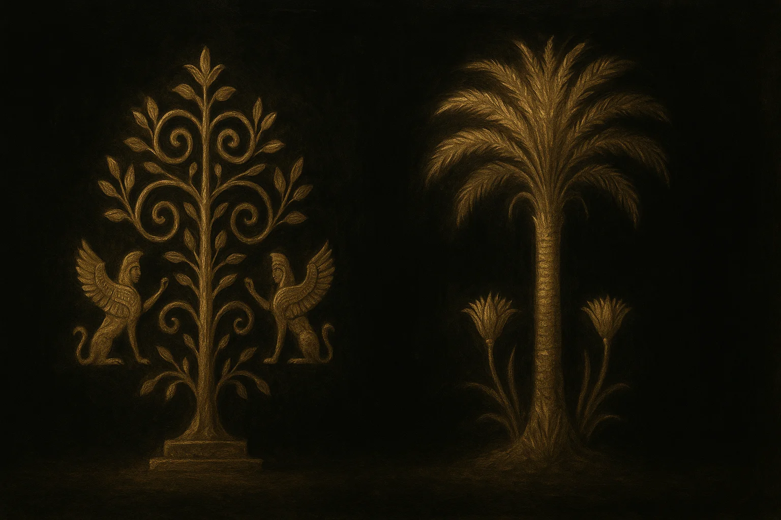 Illustration: Mesopotamian and Egyptian sacred trees