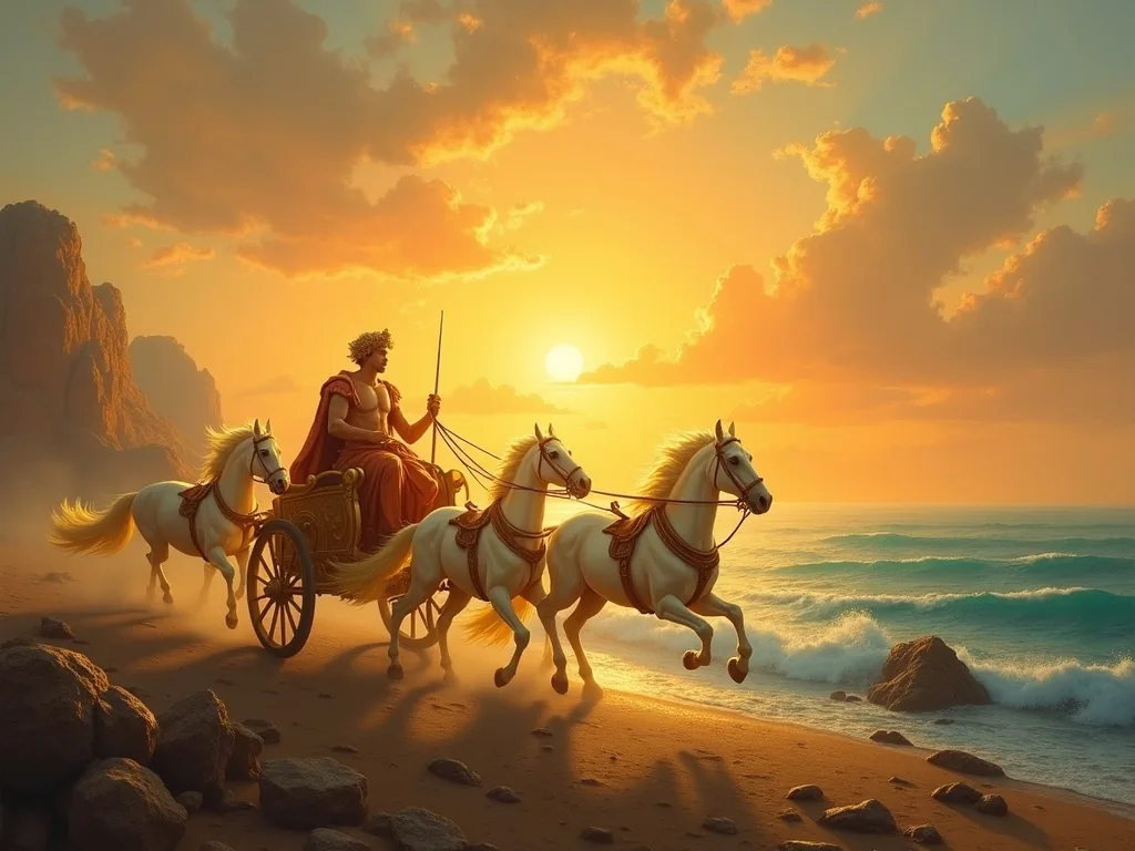 Apollo driving his golden solar chariot across the sky