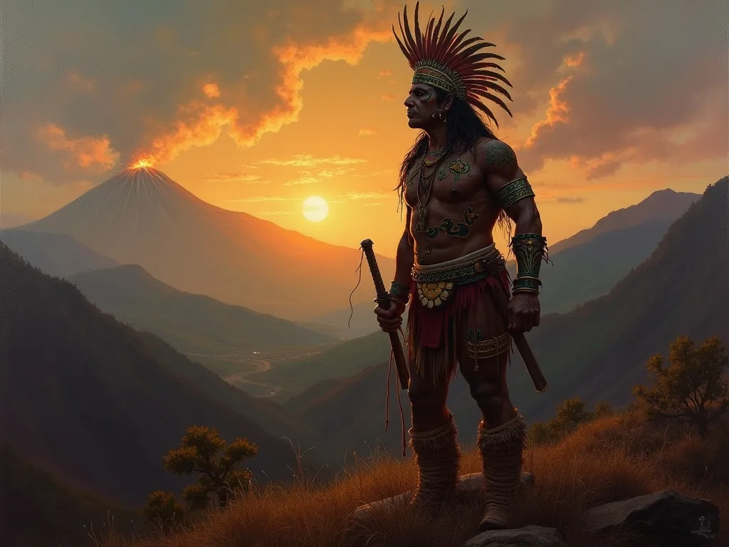Mixcoatl the Cloud Serpent, father of Ce Acatl Topiltzin Quetzalcoatl, in Toltec warrior regalia