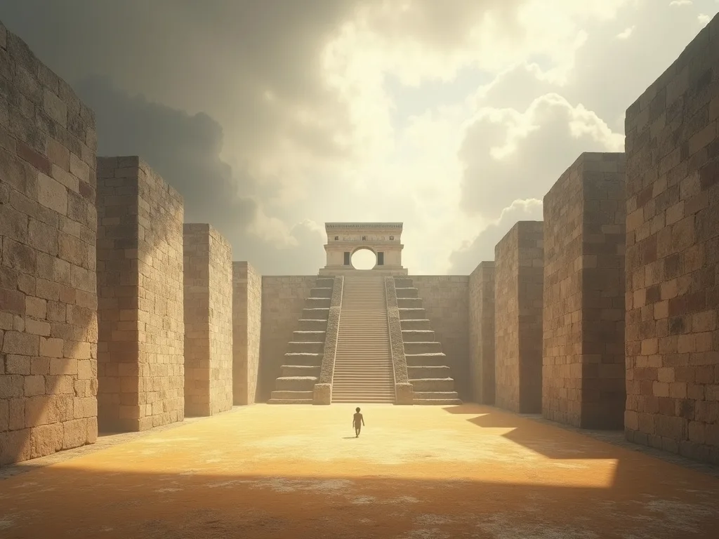 The Great Ball Court at Chichen Itza with its towering walls and stone scoring ring