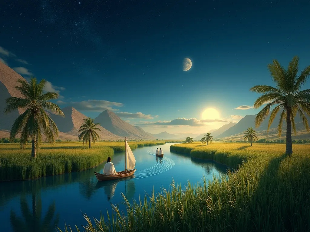 The Field of Reeds, the Egyptian paradise where justified souls live in peace alongside waterways and grain fields