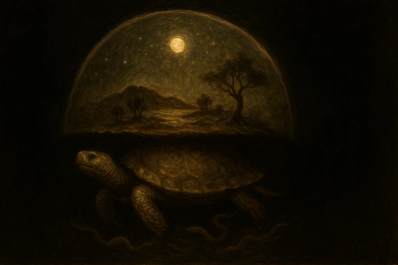Illustration: Cosmology: The Three Worlds and the Vault of Sky