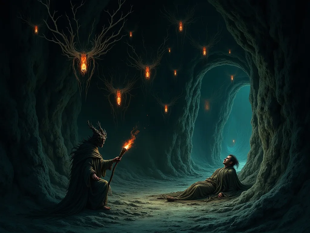 Izanagi discovering the decayed form of Izanami in the underworld of Yomi