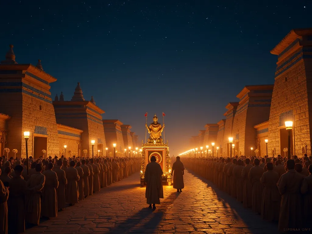 The Akitu New Year procession along the Sacred Way in ancient Babylon