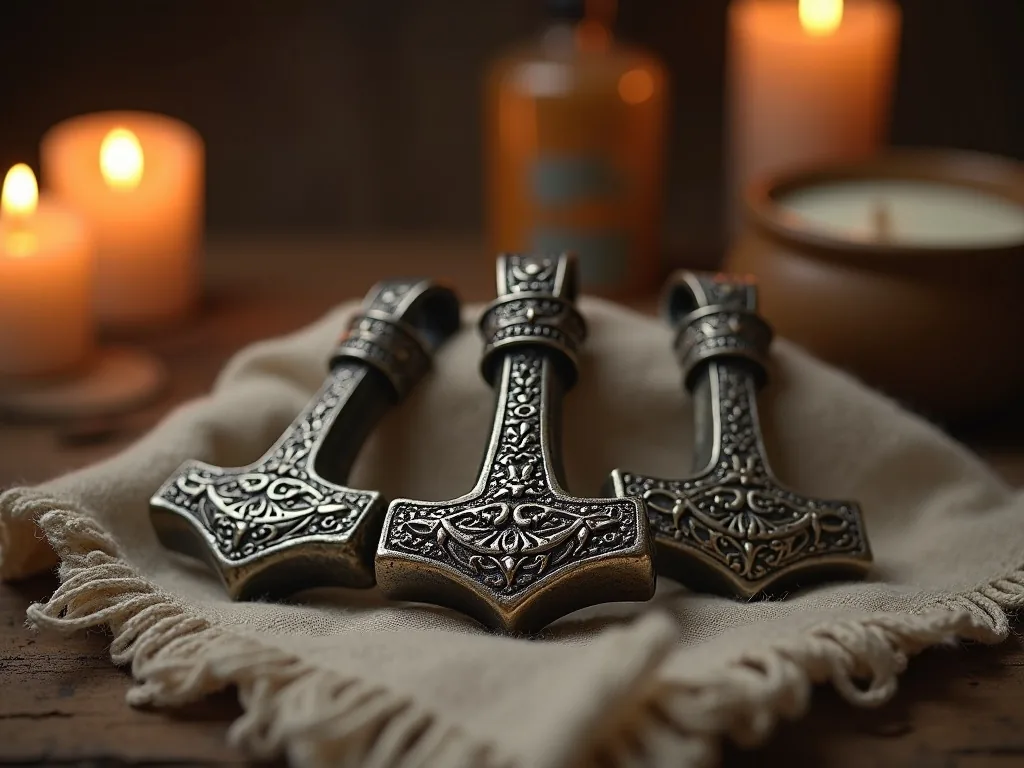 Viking Age Mjolnir pendant amulets in silver and bronze