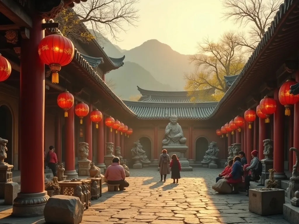 Pilgrims leaving clay offerings at the Wa Huang Gong temple in Tianshui, Gansu province
