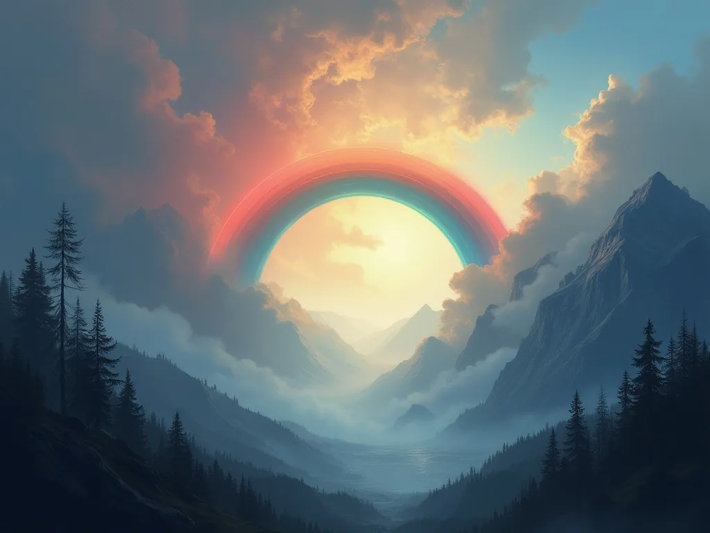 The three-colored Bifrost bridge glowing with fire and celestial light above a Norse landscape.