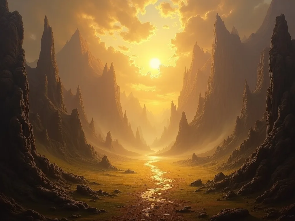 Asgard, the golden realm of the Norse gods, under a luminous sky