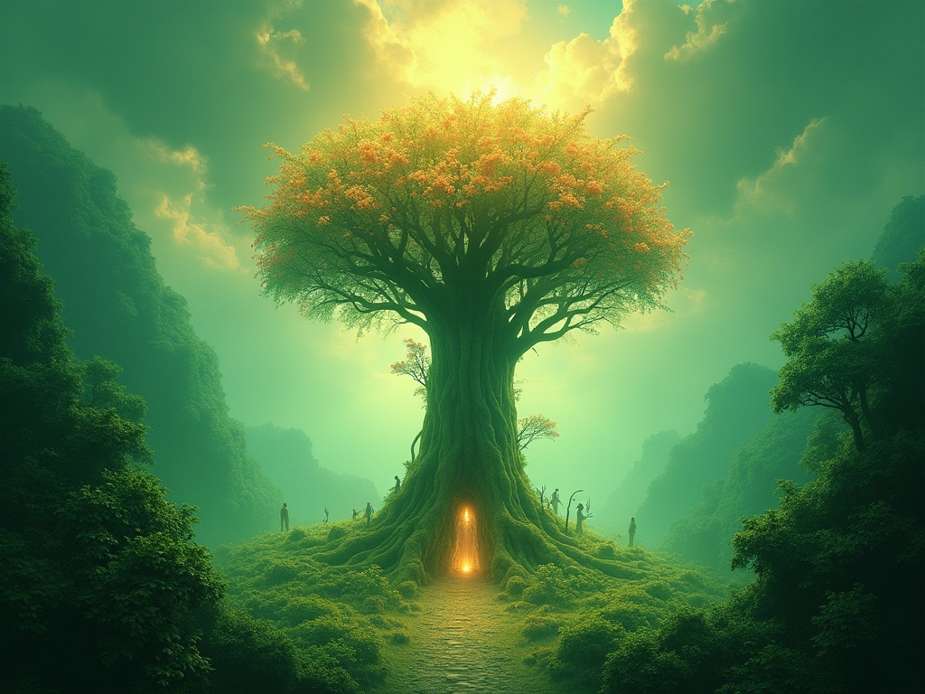 Tamoanchan the primordial garden with the broken cosmic flowering tree