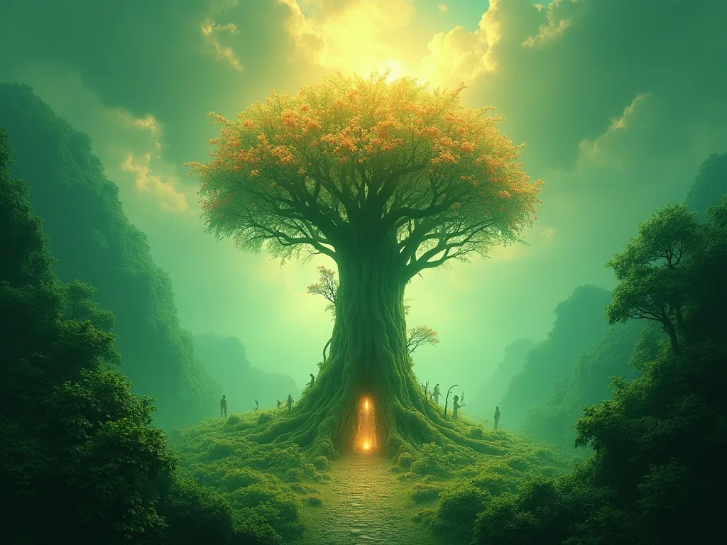 Tamoanchan the primordial garden with the broken cosmic flowering tree
