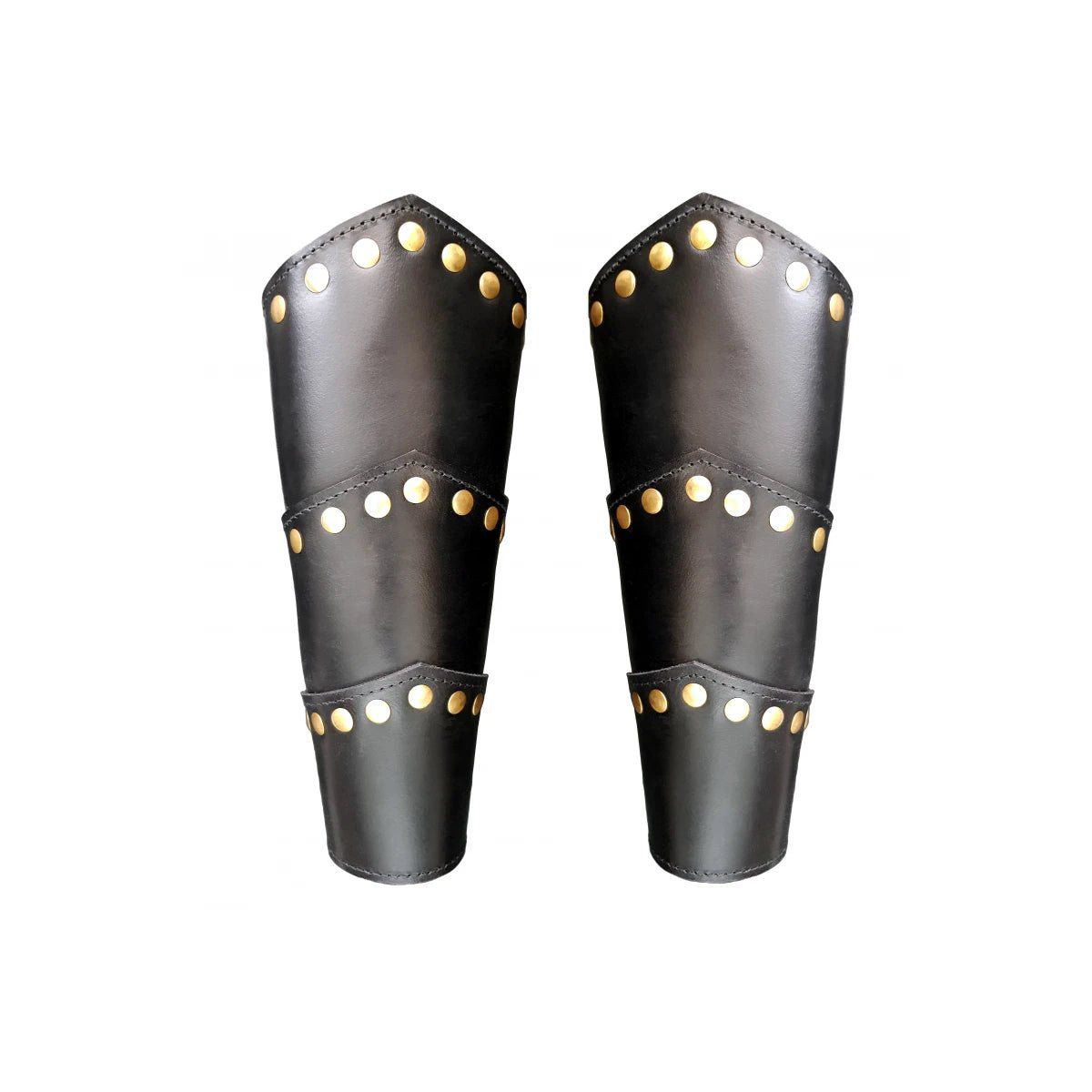 Black Leather Viking Arm Bracer | Rugged Rivets & Adjustable Straps