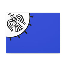 Load image into Gallery viewer, Viking Art on Canvas - Odin&#39;s Raven on White background on Blue Banner
