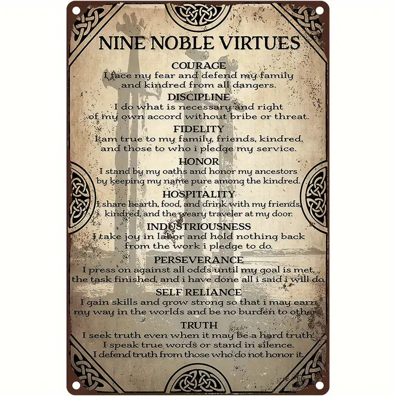 Viking Virtues Metal Sign