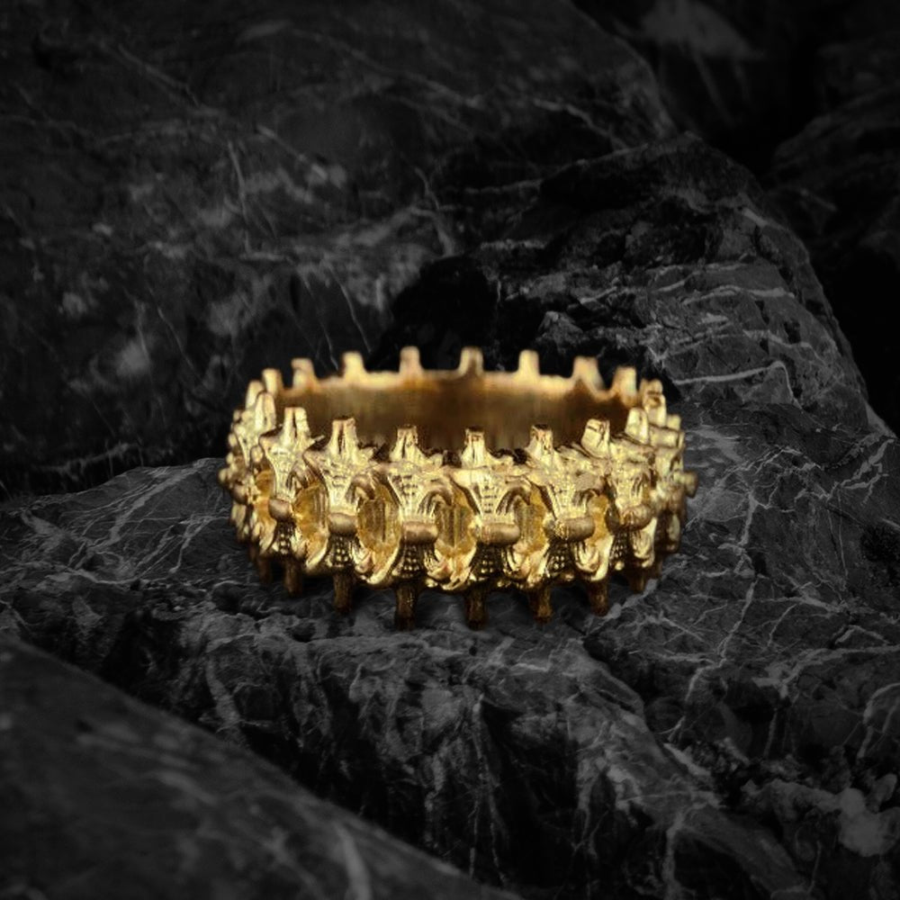 14K Gold Spine Viking Ring | Handcrafted Workshop Jewelry