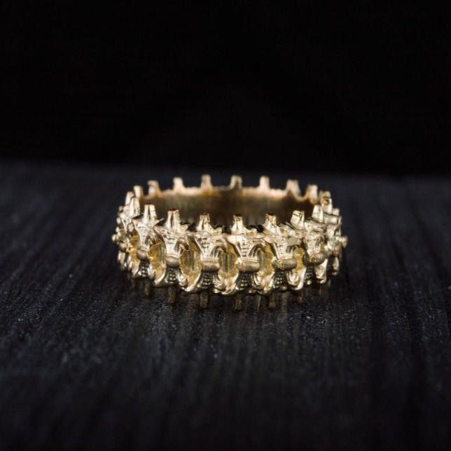 14K Gold Spine Viking Ring | Handcrafted Workshop Jewelry