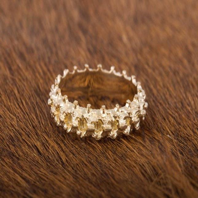 14K Gold Spine Viking Ring | Handcrafted Workshop Jewelry