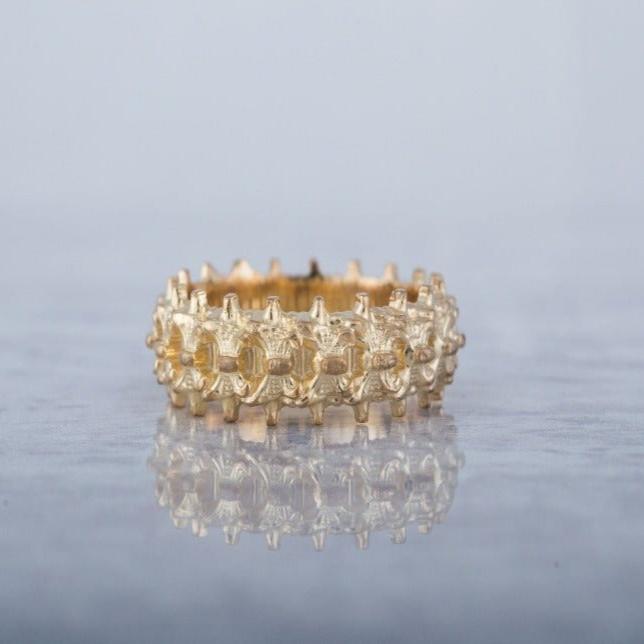 14K Gold Spine Viking Ring | Handcrafted Workshop Jewelry