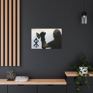 Viking Art on Canvas - Viking with "Strength" Rune