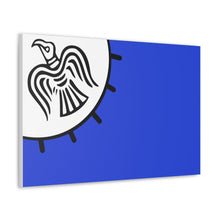 Load image into Gallery viewer, Viking Art on Canvas - Odin&#39;s Raven on White background on Blue Banner

