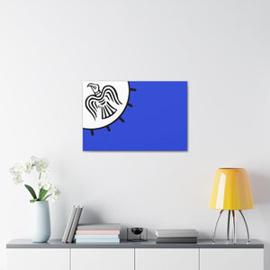 Viking Art on Canvas - Odin's Raven on White background on Blue Banner