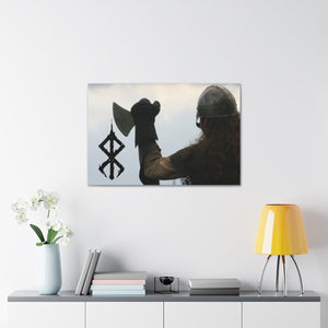 Viking Art on Canvas - Viking with "Strength" Rune