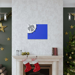 Viking Art on Canvas - Odin's Raven on White background on Blue Banner