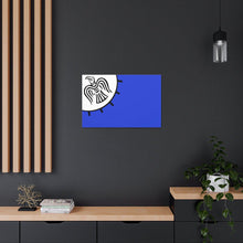 Load image into Gallery viewer, Viking Art on Canvas - Odin&#39;s Raven on White background on Blue Banner
