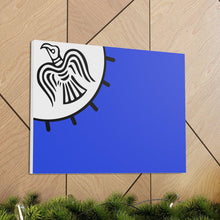 Load image into Gallery viewer, Viking Art on Canvas - Odin&#39;s Raven on White background on Blue Banner
