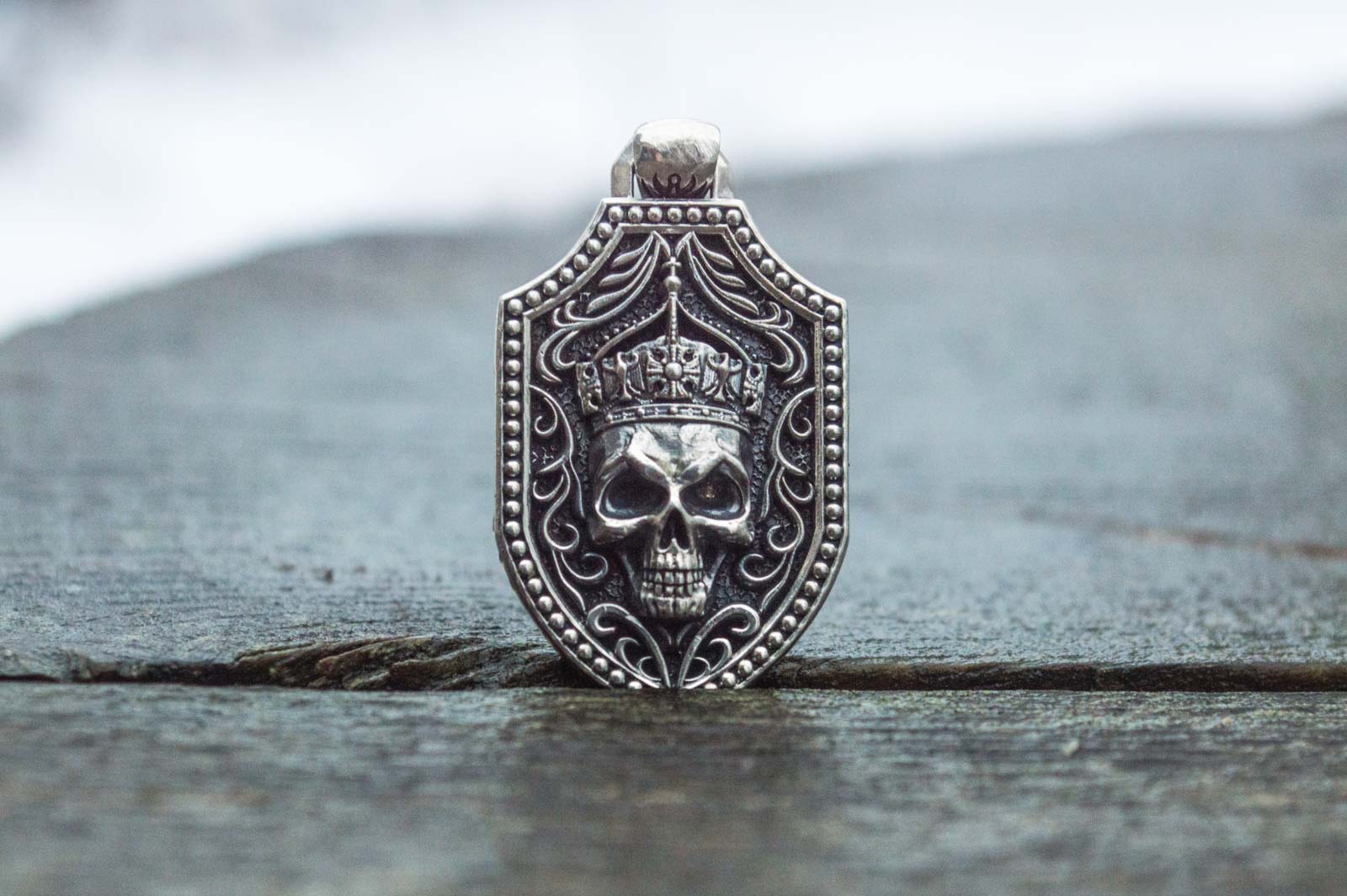 Pendant with Skull Sterling Silver Handmade Jewelry