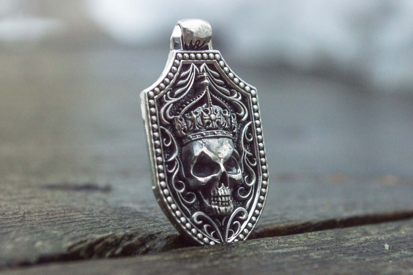 Pendant with Skull Sterling Silver Handmade Jewelry