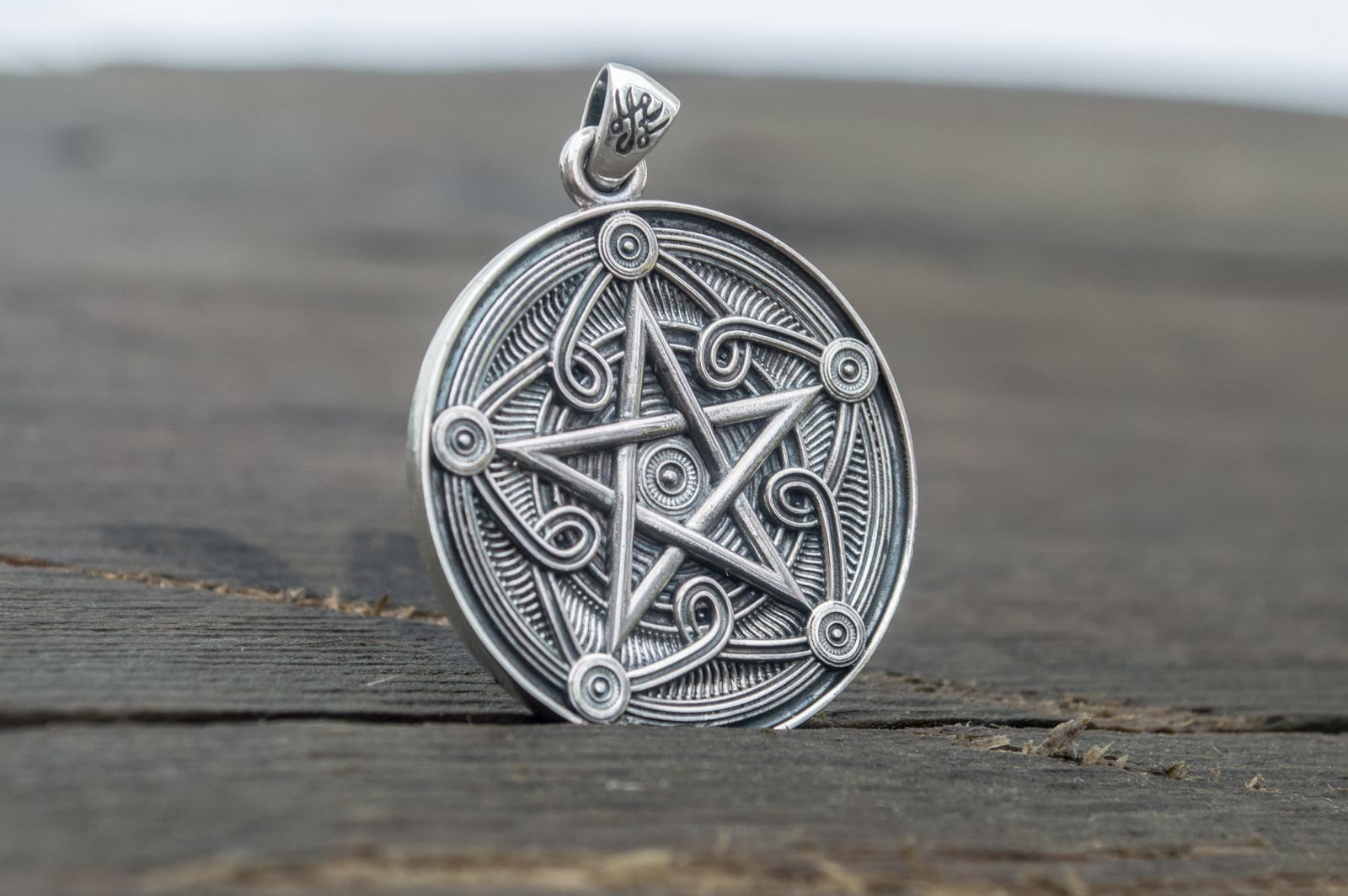 Pentagram Symbol Pendant Sterling Silver Handmade Wicca Jewelry