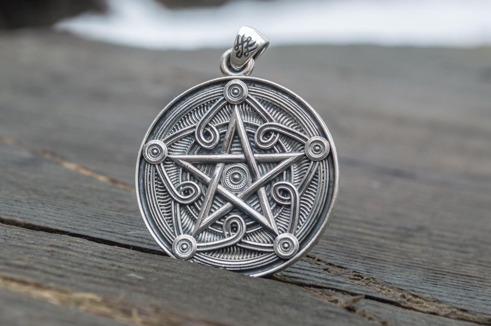 Pentagram Symbol Pendant Sterling Silver Handmade Wicca Jewelry