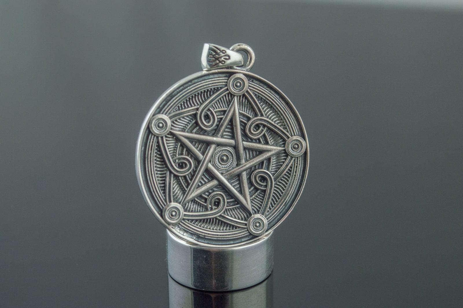 Pentagram Symbol Pendant Sterling Silver Handmade Wicca Jewelry