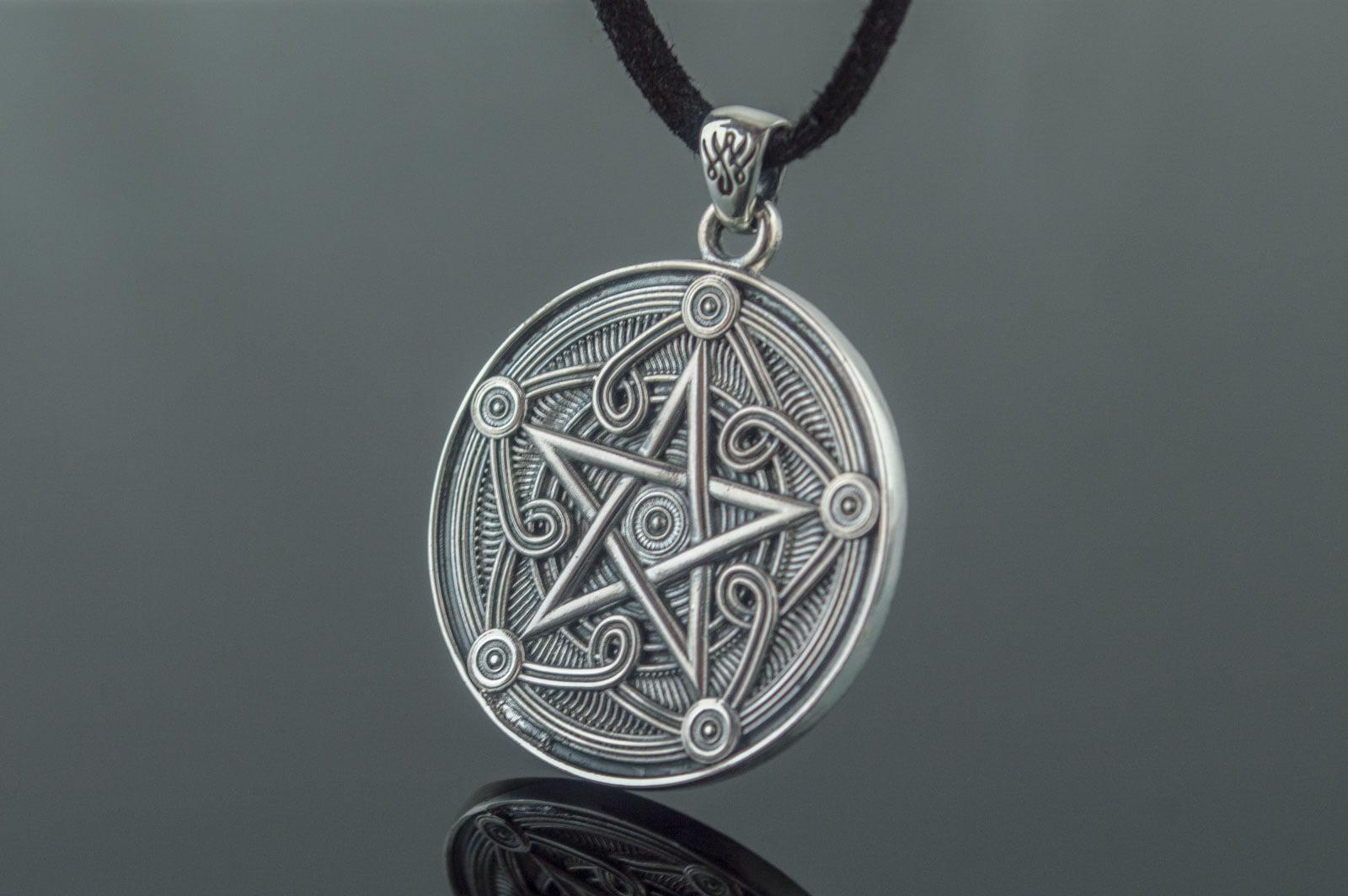 Pentagram Symbol Pendant Sterling Silver Handmade Wicca Jewelry