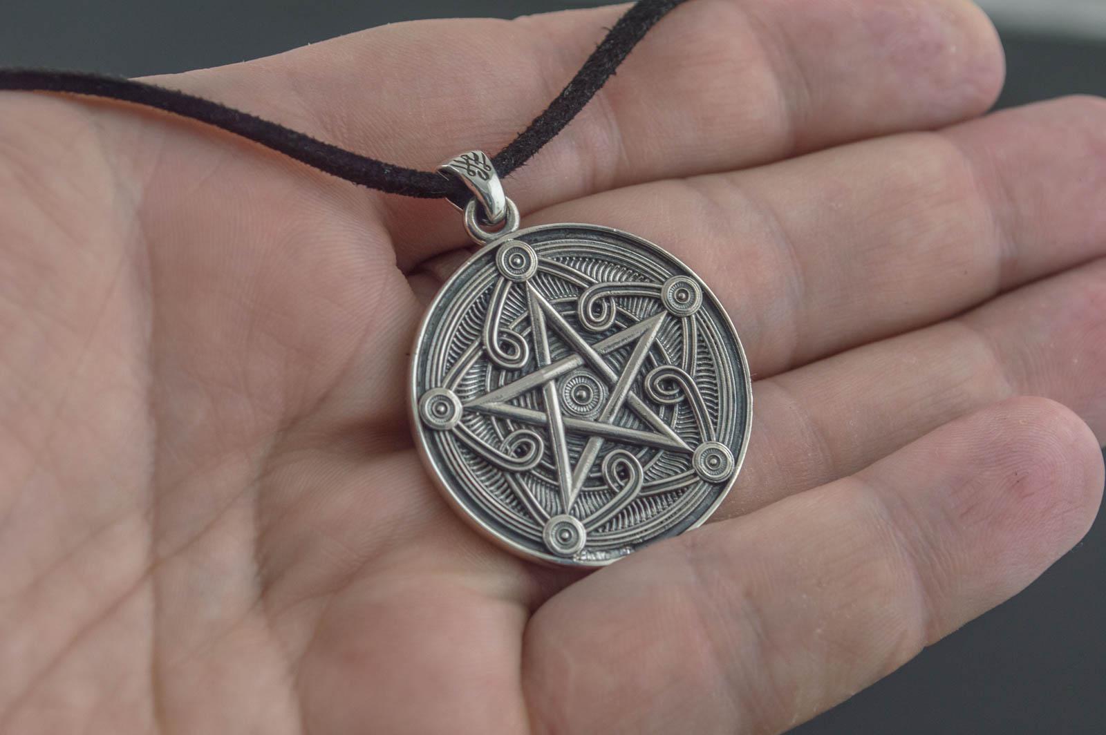 Pentagram Symbol Pendant Sterling Silver Handmade Wicca Jewelry