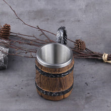 Load image into Gallery viewer, Feasting Wood and Iron Modern Viking Tankard Viking Decor
